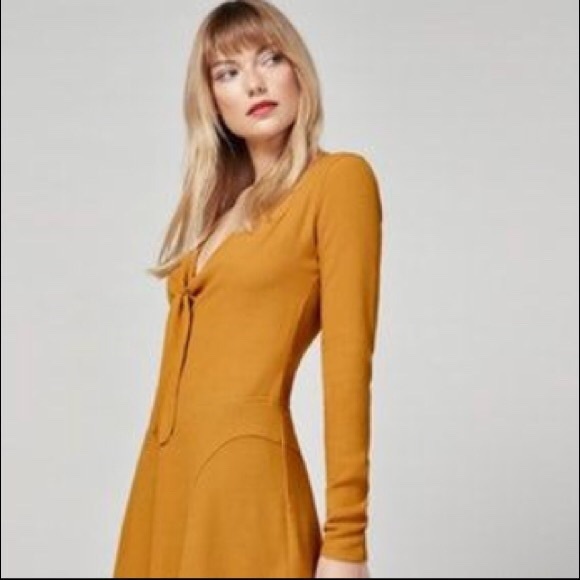 Reformation Gia Mustard Yellow Mini Dress - Picture 4 of 4